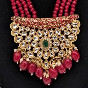 Indian Bollywood Necklace Ethnic Kundan faux perl Jewelry Set
